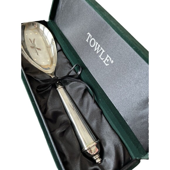 Towle Vintage Copenhagen Serving Set Silverplate Spoon and Fork IOB - Picture 11 of 12